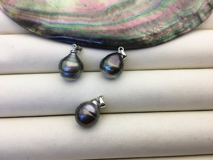 1pc 11-12mm Green Drop Tahitian Pearl Pendant, natural color sea pearl, NC1-045