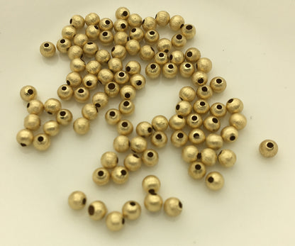 18k Real Yellow 2mm/2.5mm/3mm Gold Frosted ball Style Round Beads, 18k Gold Beads. 18k Spacer Beads,ASG-PJ-005