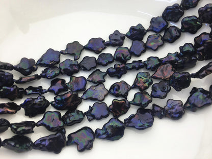 AA 13-15mm deep blue black plum blossom Freshwater Pearl,ZS-119-39