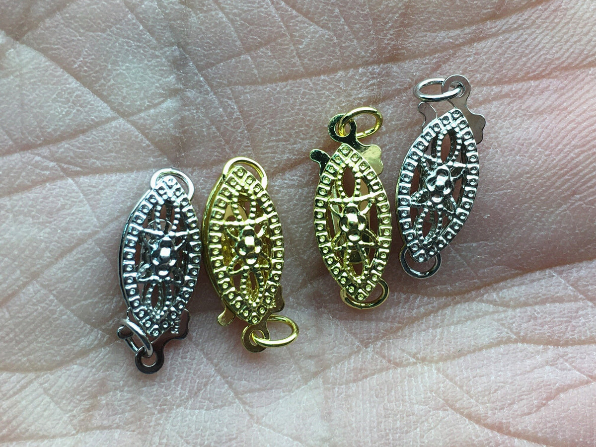 1pc Vintage Clasp Sterling Silver 13mmx 5.5mm,Silver Yellow Clasp,White Gold Clasp,ASL-CL-006