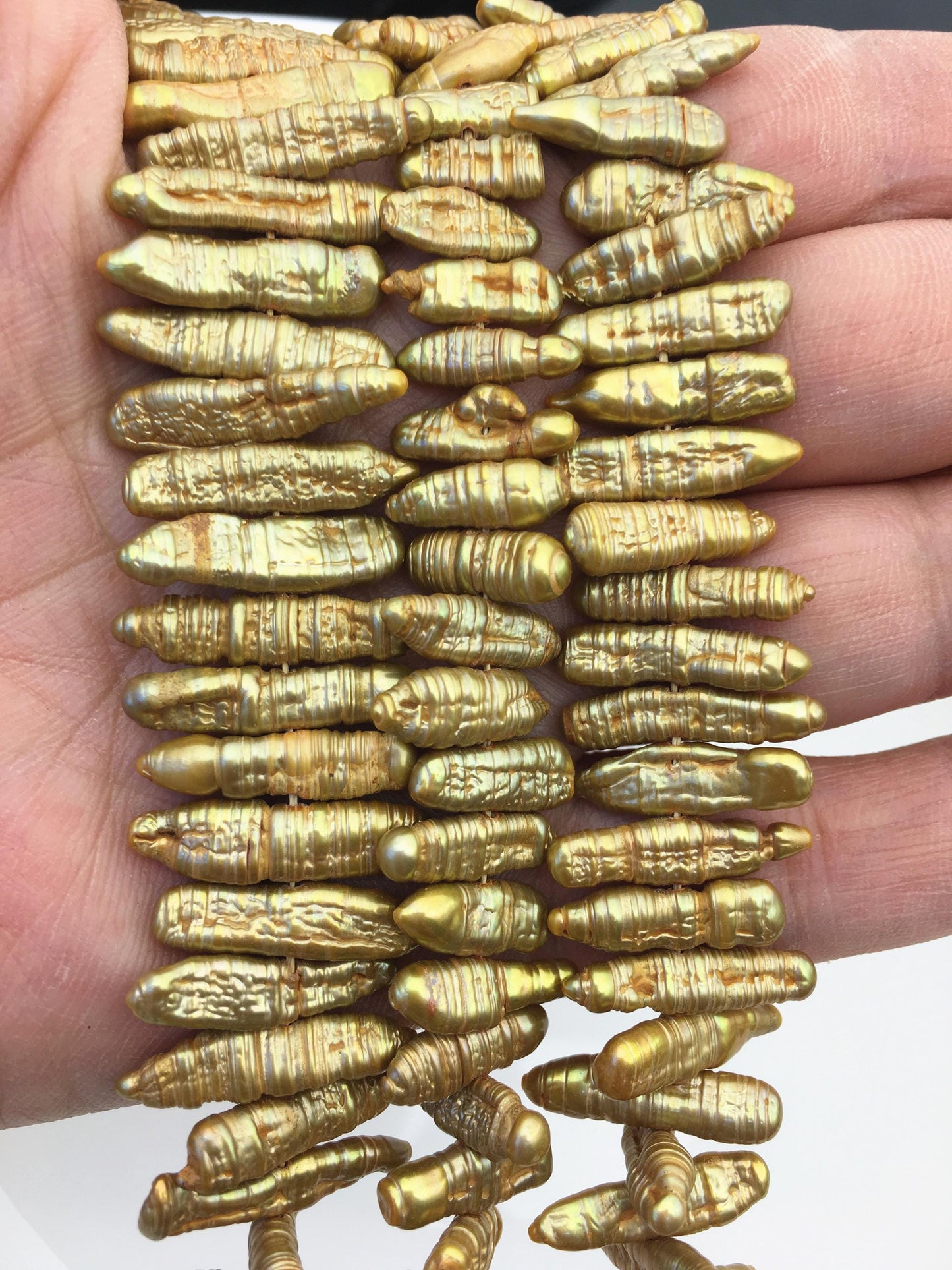 AA 5-6mm yellow brown Biwa Pearl Necklace,Genuine Fresh Water Pearl,Wedding Necklace,Mothers Day,ZS-80-10-66