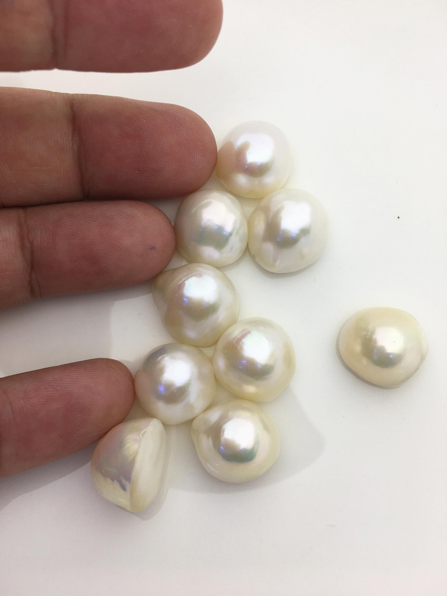 9pcs AAA 15-16mm white Baroque Mabe Freshwater Pearls,no hole,MB-T38