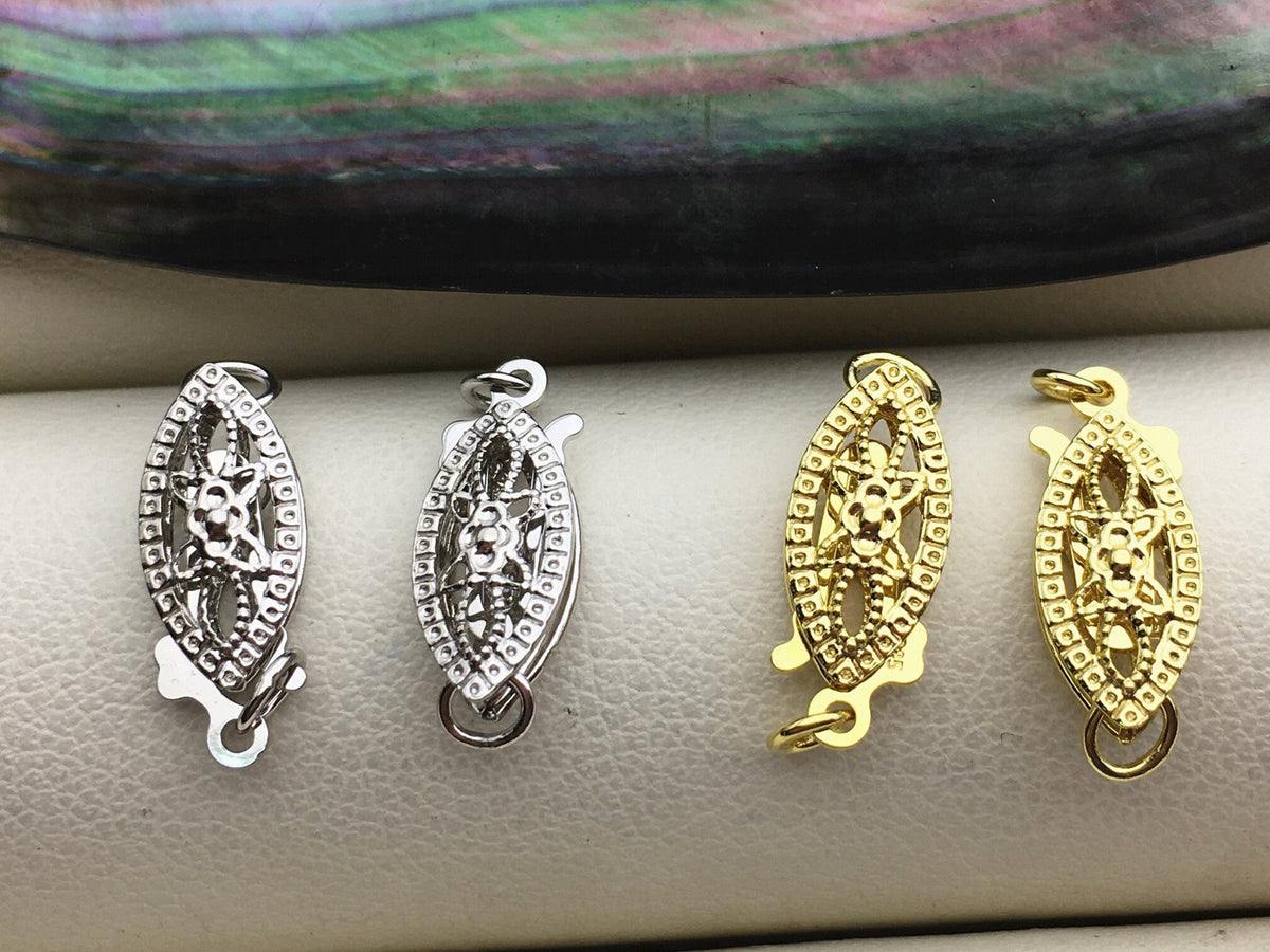 1pc Vintage Clasp Sterling Silver 13mmx 5.5mm,Silver Yellow Clasp,White Gold Clasp,ASL-CL-006