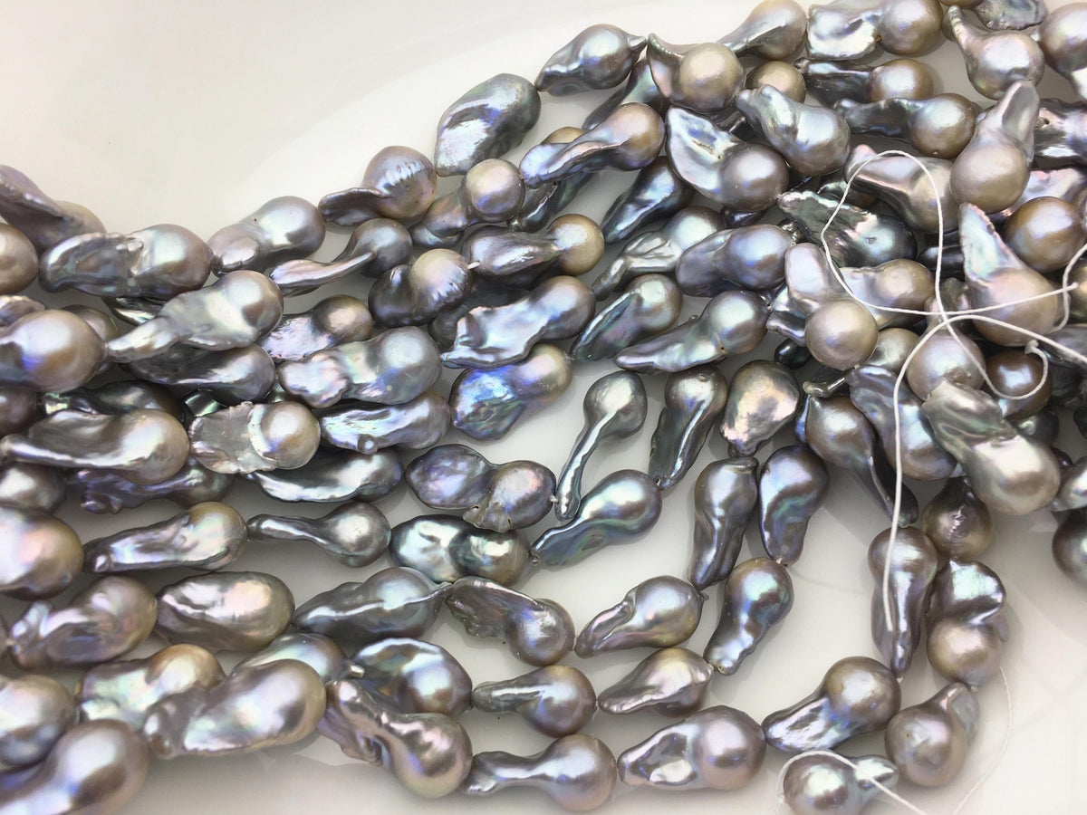 15.5'' AA+ 10-12mm gray flame ball pearl,FL15-2A-5-82