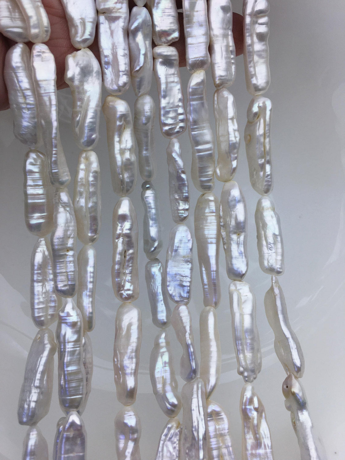 AA+ 8-10mm white Thick Keshi Biwa Pearl Necklace,ZS-200-120-13