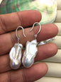 1 pair AAA 13-17mm white long flame ball pearl dangle earrings,SE3-031-29