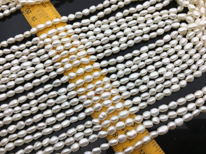 AA+ 4.5-5mm white THICK nugget freshwater pearls,irregular nugget freshwater pearl strand,LM4-2A-7