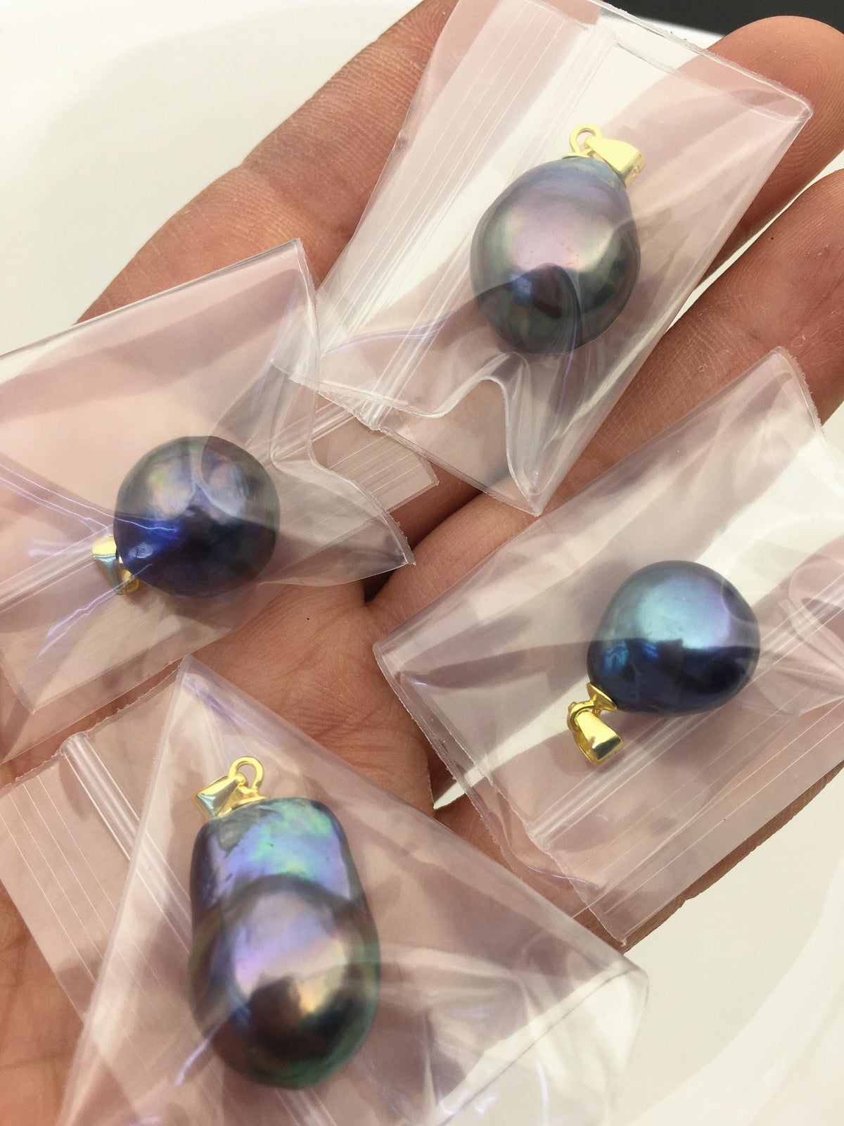 2pcs AAA 12-13mm black rainbow drop rice edison freshwater Pearl pendant,NC1-029