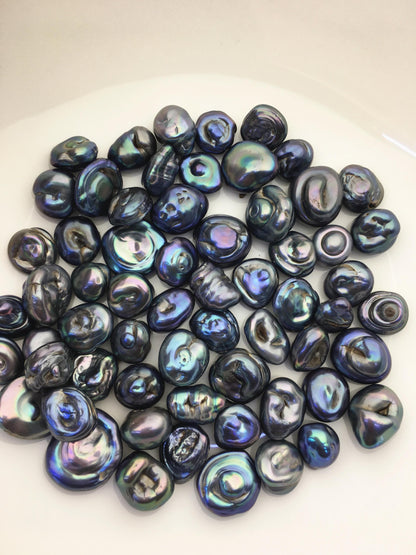 61pcs AA 11-16mm black blue green baroque freshwater pearls, no hole,ZS-T35