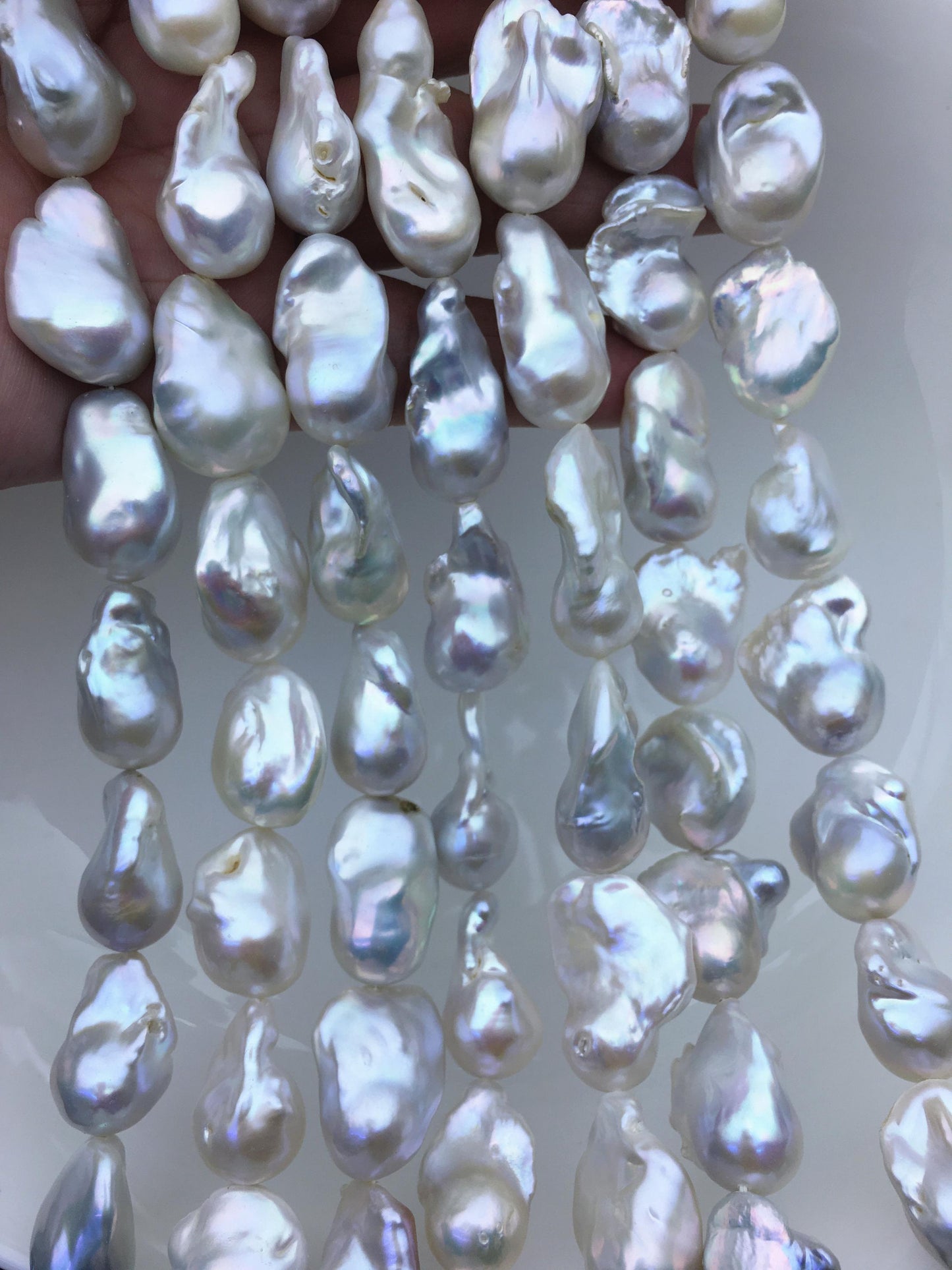 15.5'' AAA 14-18mm big white with natural gray flame ball pearl,FL15-3A-7-8