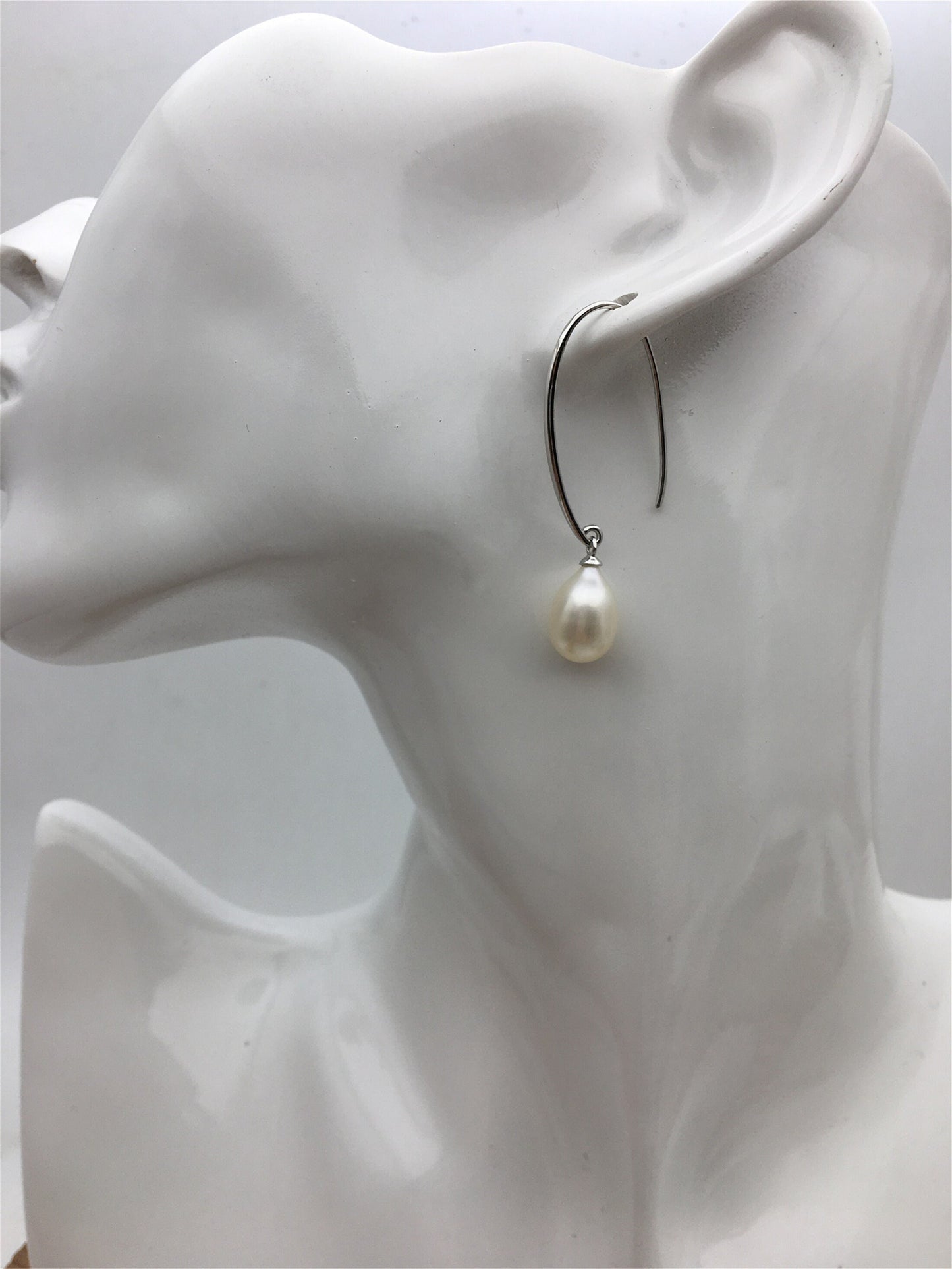 AAA big White rice pearl Big dangle earrings,S925 Sterling Sliver pearl earrings,pearl for women,SE3-101