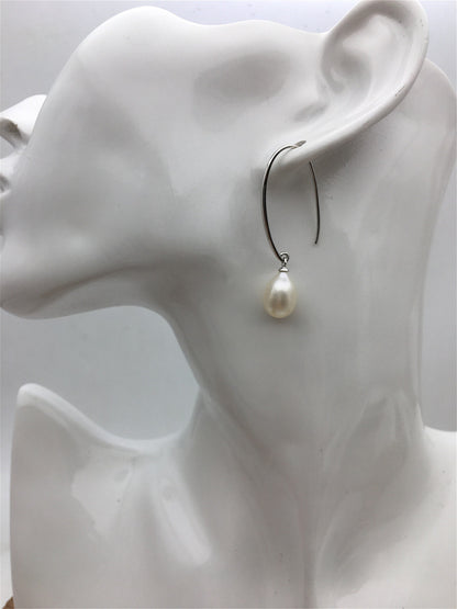 AAA big White rice pearl Big dangle earrings,S925 Sterling Sliver pearl earrings,pearl for women,SE3-101
