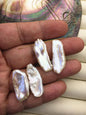 2 pairs AA+ 12-14mm Big White keshi pearls Pair,top side through hole,for make dangle earrings,baroque pearl,loose pearl beads,ZS-127-36-15