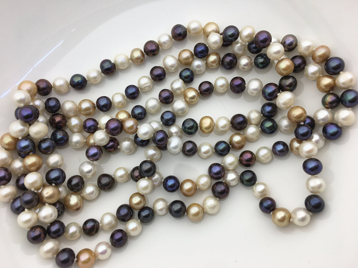 60'' AA+ 8mm black near round freshwater Pearl necklace,NPN1-112