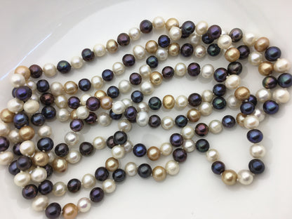 60'' AA+ 8mm black near round freshwater Pearl necklace,NPN1-112