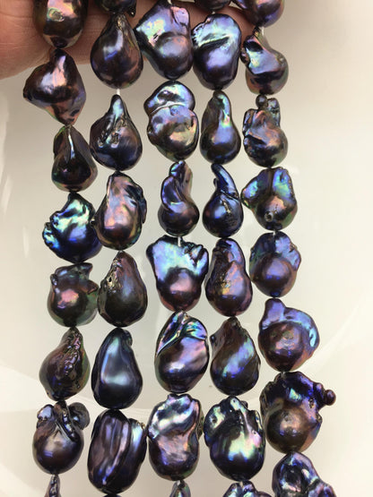 15.5'' AA+ 12-16mm Green Black Rainbow flame ball pearl,FL15-2A-5-104