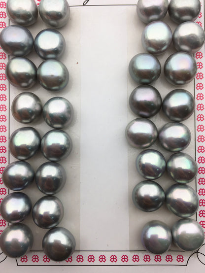 2 pairs AAA 10.5-11mm Gray baroque button freshwater pearls,near round button pearl pairs,pearl earring,pearl stud,BTN10-T10