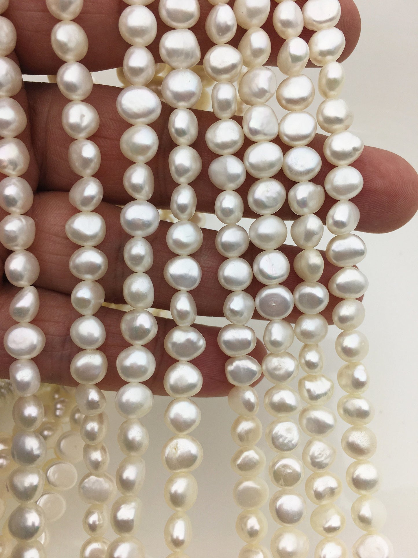 AAA 6-7.1x7-8mm white nugget freshwater pearls,irregular nugget freshwater pearl strand,cheap price,pearl factory china,LM7-3A-6
