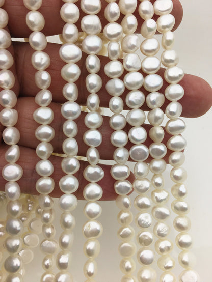AAA 6-7.1x7-8mm white nugget freshwater pearls,irregular nugget freshwater pearl strand,cheap price,pearl factory china,LM7-3A-6