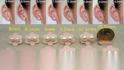 AAA 8-8.5mm Green Button Round Pearl stud earrings,Sterling Silver,SE1-022