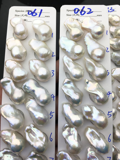 1 pair AAA 13-18x20-28mm White Flame ball Pearl Pairs-0.9mm top half hole-large Baroque freshwater pearl pairs,Fire Ball Pearl,FL15-3A-8-41