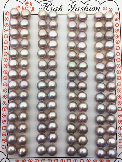 28 pairs AAA 6-6.5mm Natural Purple Rainbow Button Round pearls pairs,for design for stud earrings,BTN6-T4
