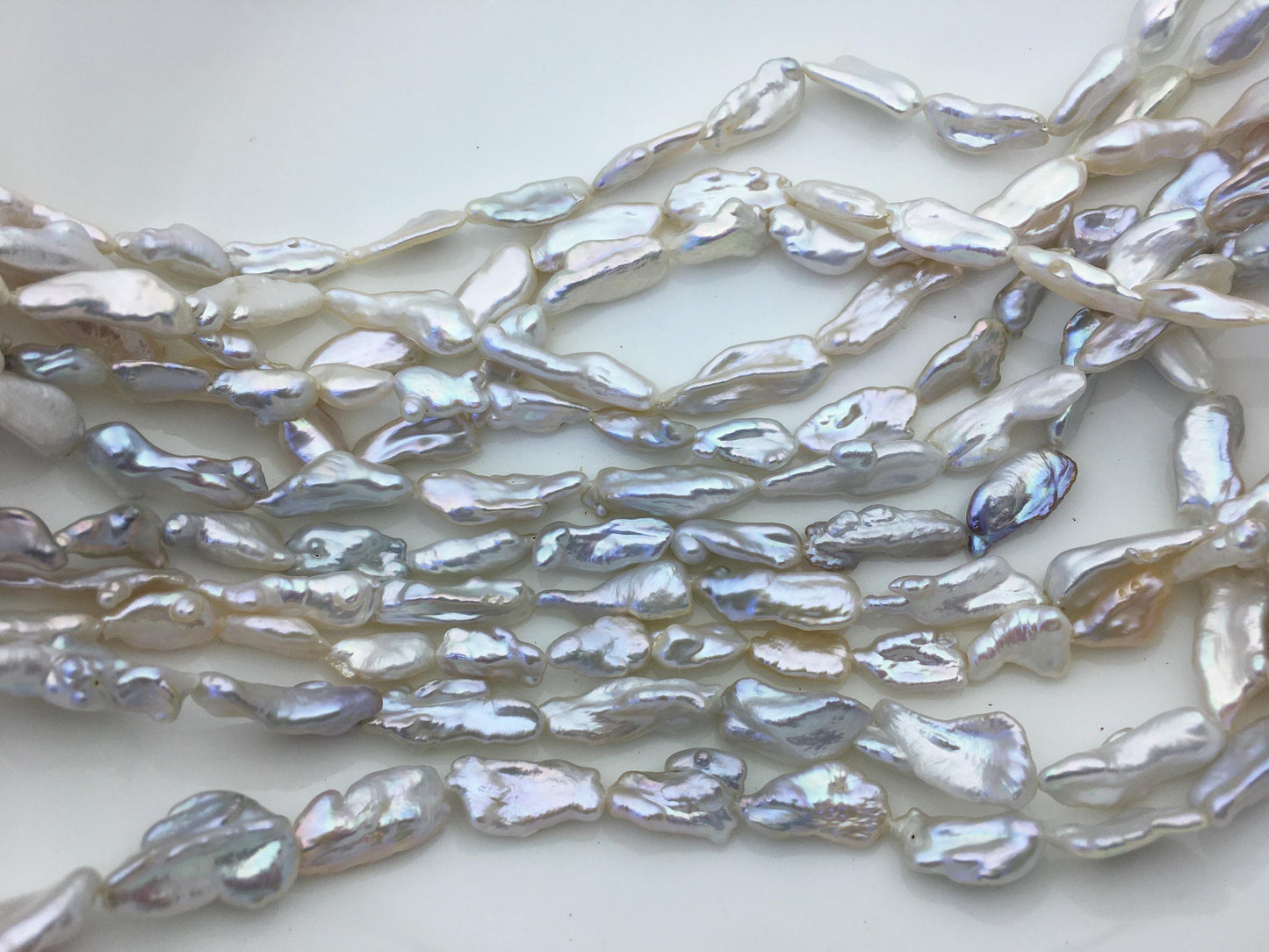 AAA 5-9mm white Keshi Biwa Pearl Necklace,ZS-200-120-19