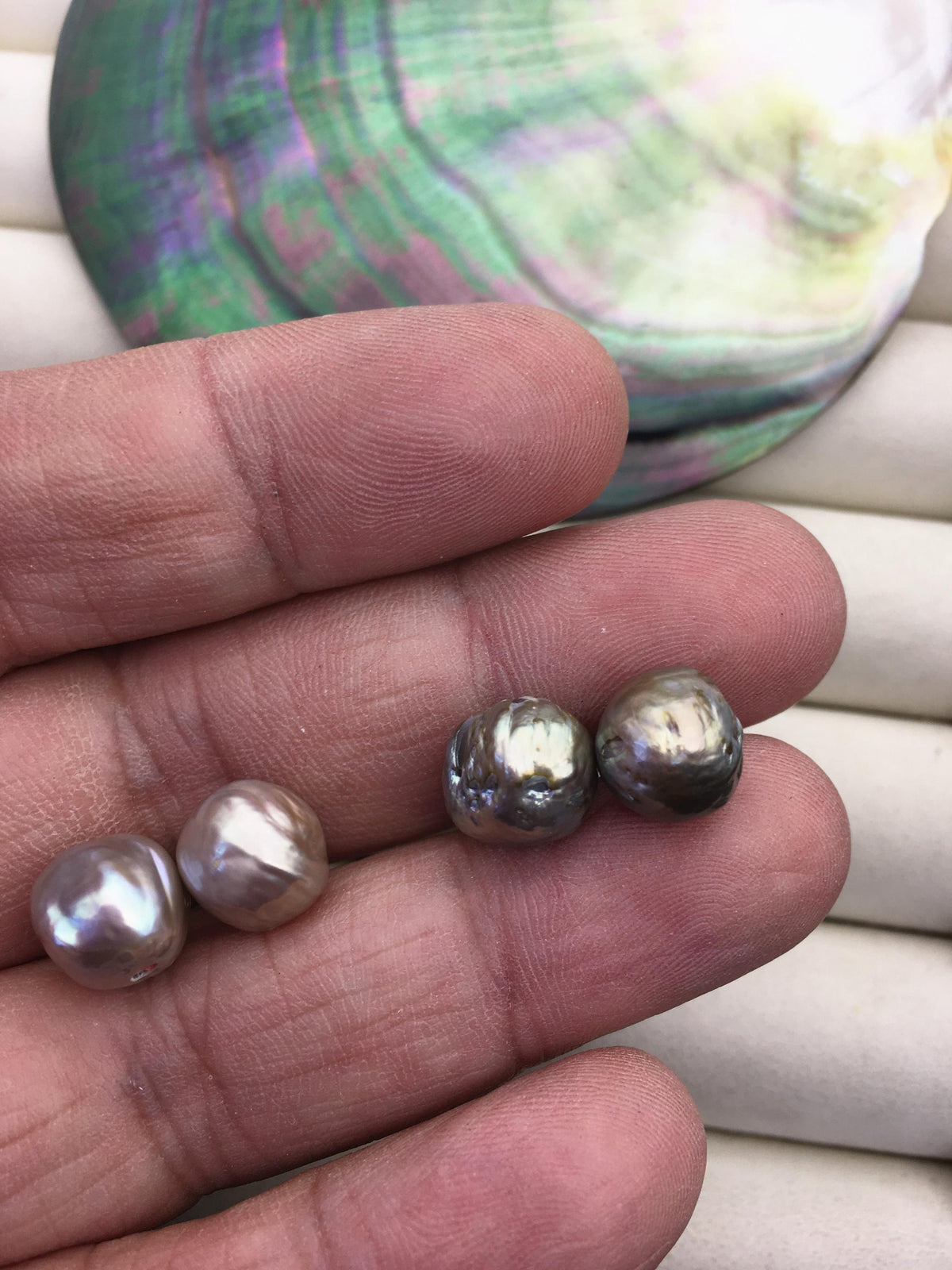 5pairs AAA 10-11mm Gray Bronze baroque edison freshwater pearl Pair,half hole,ED11-3A-2-22