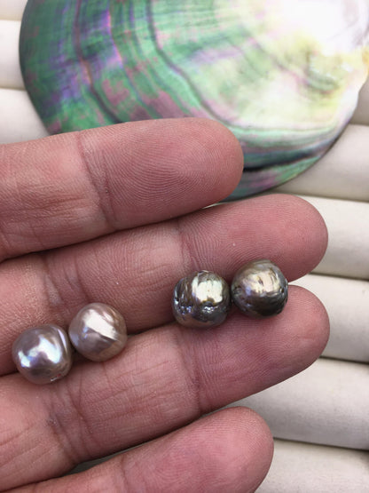5pairs AAA 10-11mm Gray Bronze baroque edison freshwater pearl Pair,half hole,ED11-3A-2-22