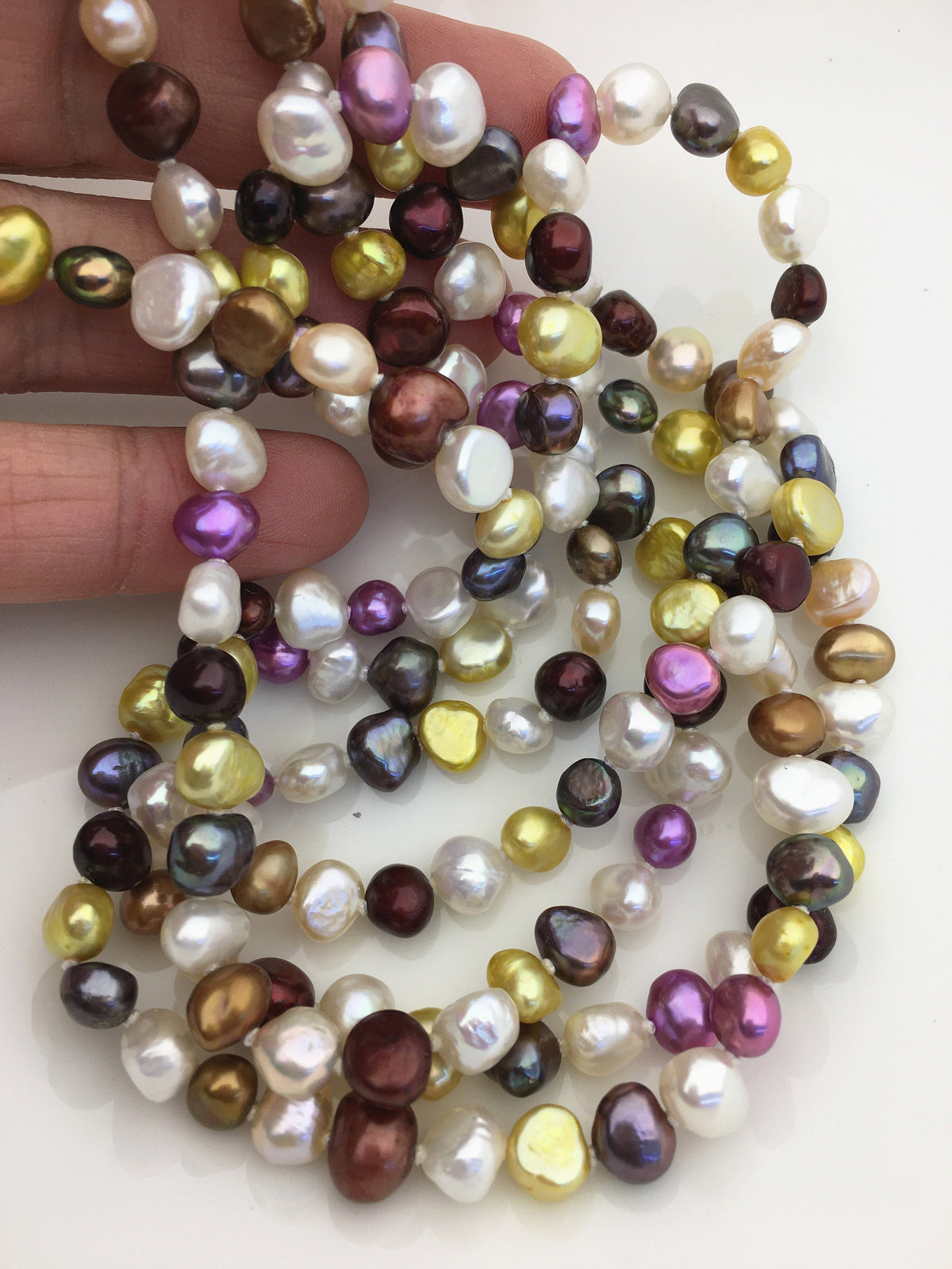 52'' AAA misc color nugget pearl Necklace,7mm nugget pearl,NPN1-109