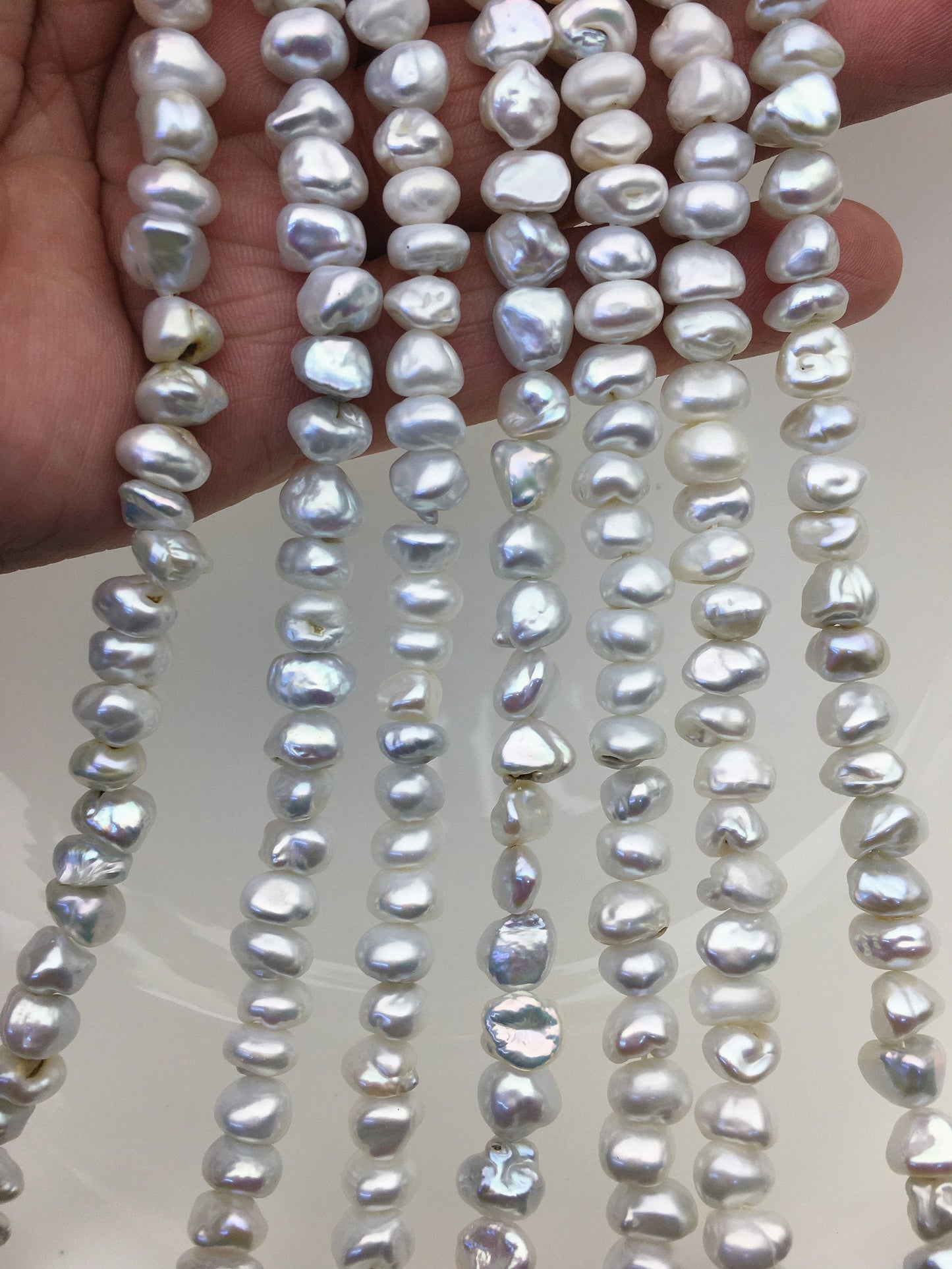 AA+ 7-8mm White Natural Gray Keshi pearls,Center drilled,ZS-128-7