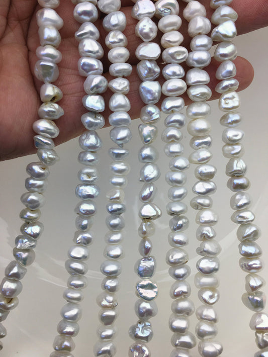 AA+ 7-8mm White Natural Gray Keshi pearls,Center drilled,ZS-128-7