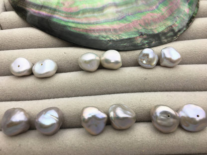 AAA 10-11/11-12mm Gray keshi pearls Pair,for make stud earrings,baroque pearl,loose pearl beads,ZS-127-62-12