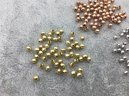 10pcs S925 sterling silver Yellow/Rose/White 2.5mm/3mm Gold Handmade Bali Style Faceted Round Beads, S925 Beads,Spacer Beads,ASL-BL-1