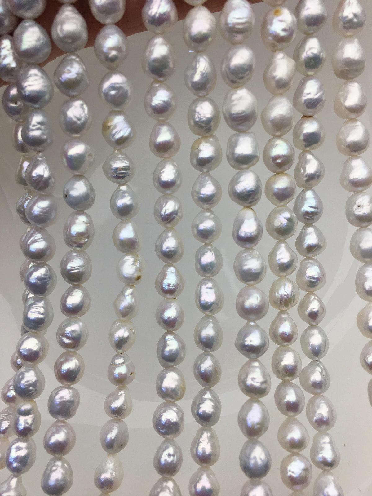 AA 7-8mm white baroque rice freshwater pearls,Cultured white freshwater pearls beads,pearl necklace,pearl wholesale,LR7-T8