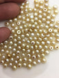 30pcs AAA 5-5.5mm light yellow button round freshwater pearl,0.9mm half hole,BTN5-T2