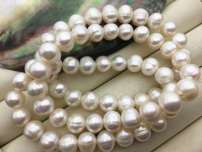 7'' 9.2-10.2mm white potato Freshwater pearl Elastic string Bracelet,B8-043