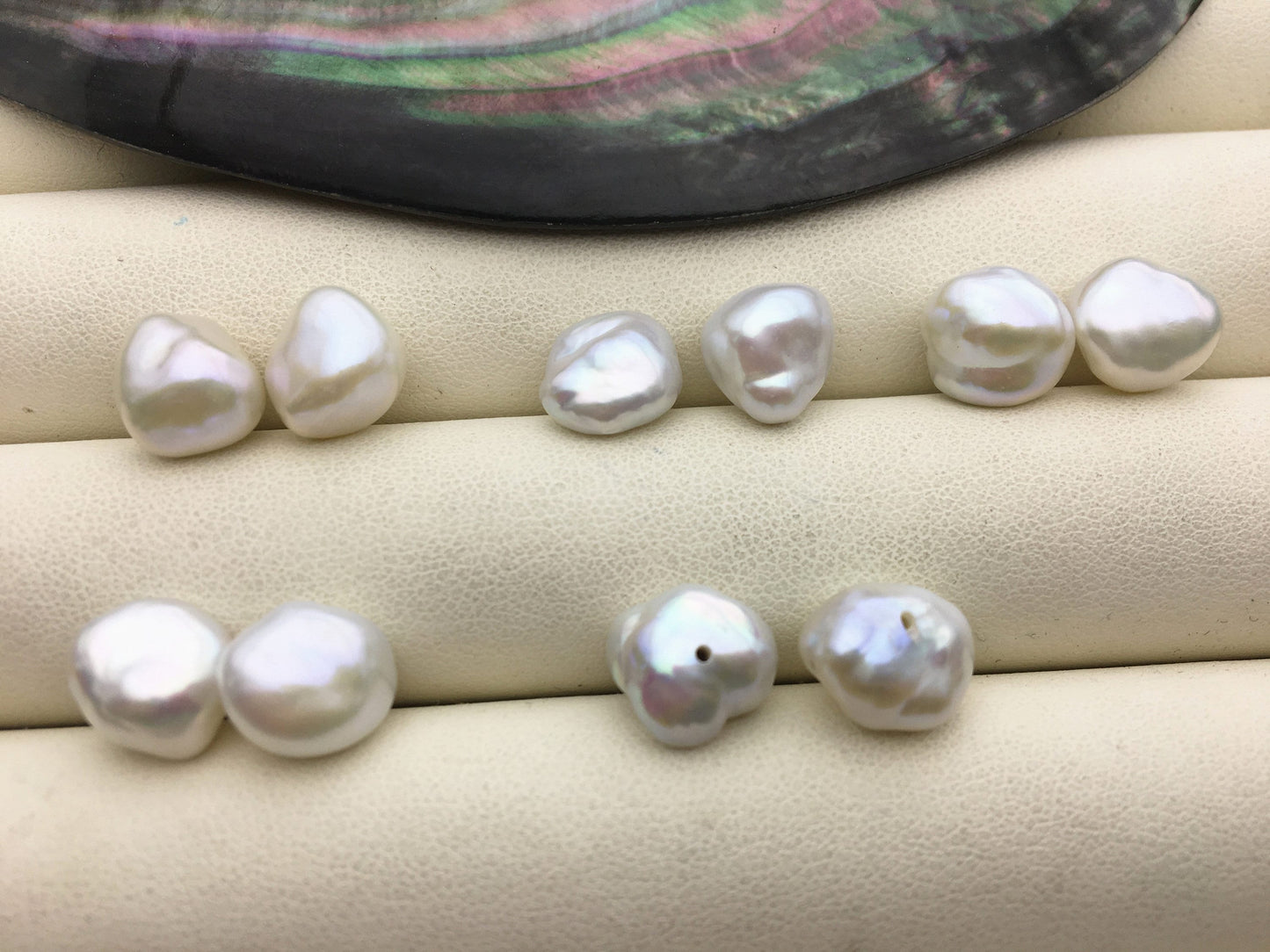 2 pairs AAA 9-10mm White keshi pearls Pair,for make stud earrings,baroque pearl,loose pearl beads,very high luster,ZS-127-33