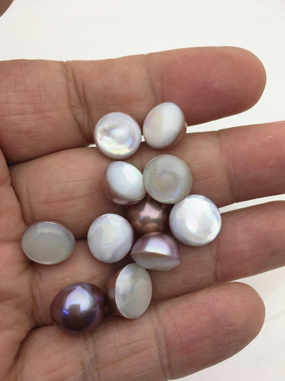 15pcs AAA 11-12mm Baroque Mabe Natural Purple Rainbow Freshwater Pearls,no hole,MB-T16