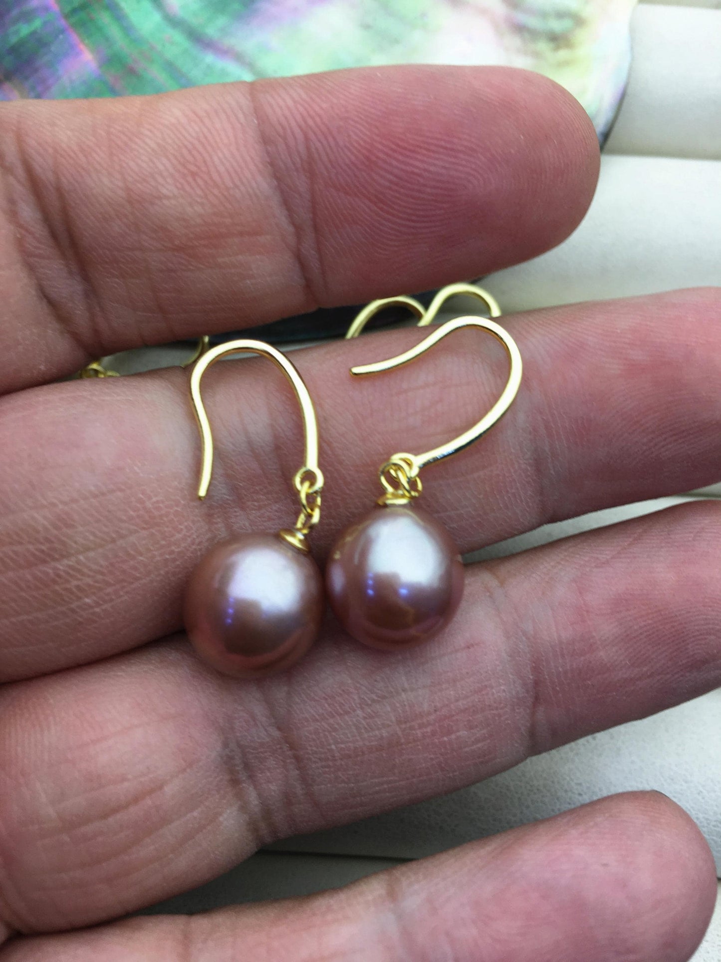 1 pair AAA 10-11mm purple teardrop edison pearl dangle earrings,wedding pearl earrings,SE3-T9-55