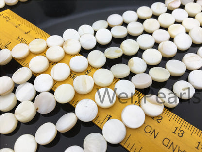 10mm Natural Mother of Pearl shell coin beads full strand,White shell,Ivory shell,GSHE-C-004
