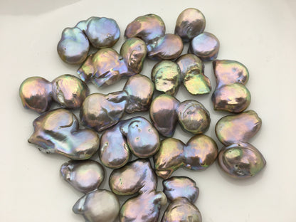 2pcs AA+ 17-21mm Very Big Gray Rainbow Coin freshwater pearl,COIN20-T3