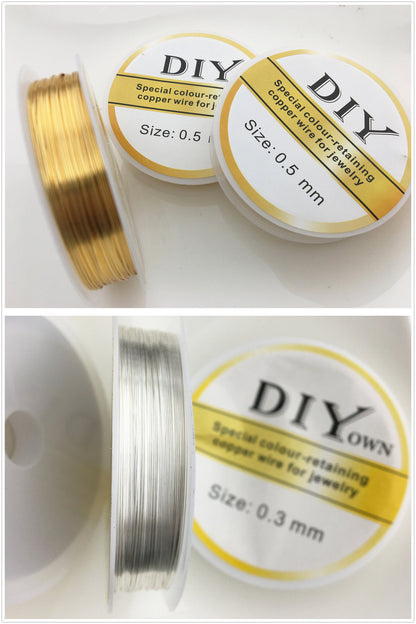 2 rolls 0.3/0.4/0.5/0.6/0.8mm 18k solid gold plated/Silver Color Copper wire Jewelry Wrapping,Jewelry Quality Copper Wire,A-OTH-020