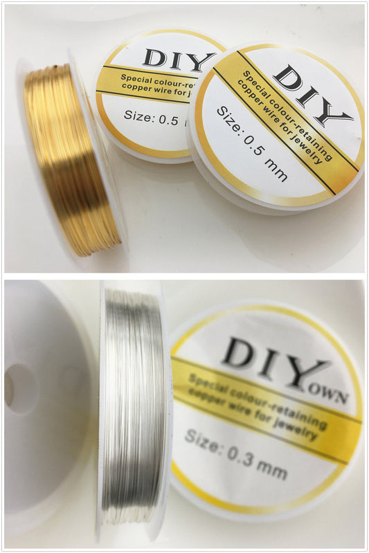 2 rolls 0.3/0.4/0.5/0.6/0.8mm 18k solid gold plated/Silver Color Copper wire Jewelry Wrapping,Jewelry Quality Copper Wire,A-OTH-020