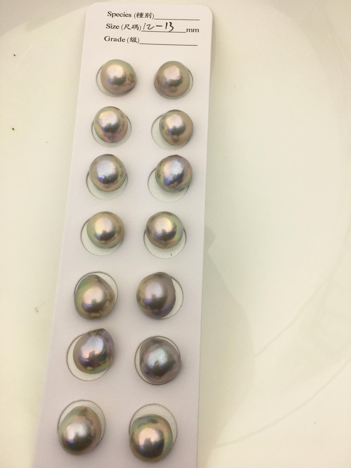 7 pairs AAA 12-13mm Gray Freshwater Mabe Pearl Pair,no hole,Half Ball Button Round Shape,MB-T32