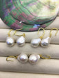 1 pair AAA 12-13mm white baroque drop edison pearl dangle earrings, 925 silver gold-plated earrings,wedding pearl earrings,SE3-T9-24