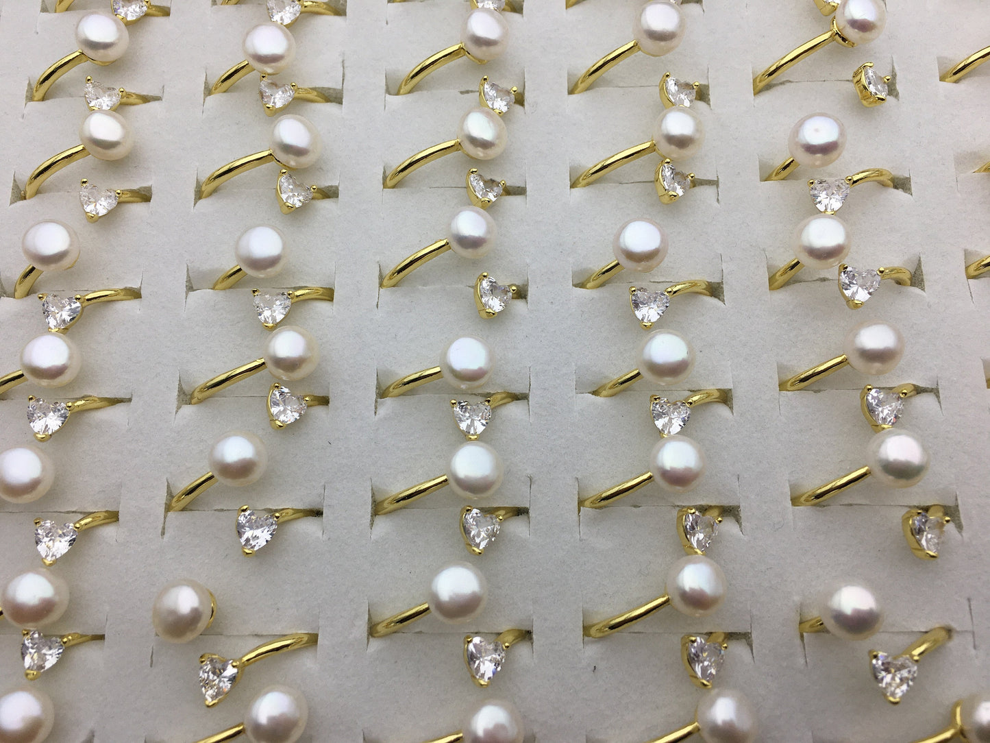 6pcs Gold Open AAA white pearl ring,inexpensive engagement rings,fashion rings,fake diamond rings real pearls,inexpensive ring,R1-088-6