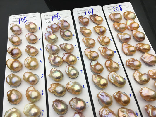 1 pair AAA 13-15mm Natural pink peach Rainbow Flame ball Pearl Pairs - large Baroque freshwater pearl pairs,Fire Ball Pearl,FL15-3A-8-28