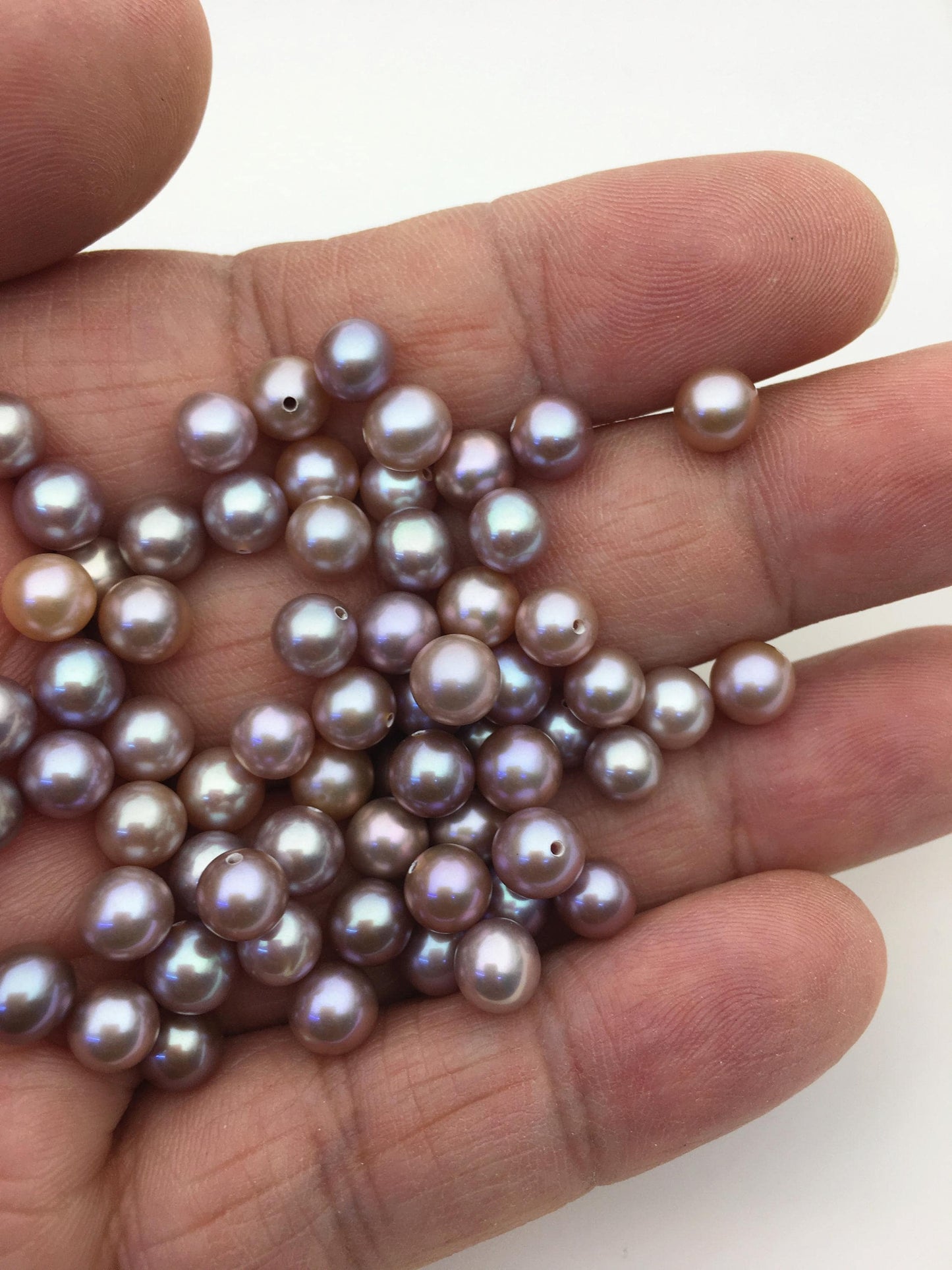 10pcs AAA 6-6.5mm purple round freshwater pearls,0.9mm half hole,RP6-3A-1