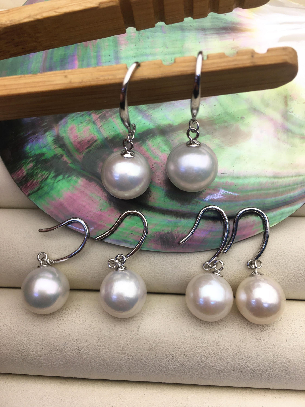 1 pair AA+ 10-11mm White Round edison pearl dangle earrings,S925 Sterling Sliver earrings,wedding pearl earrings,SE3-T9-30